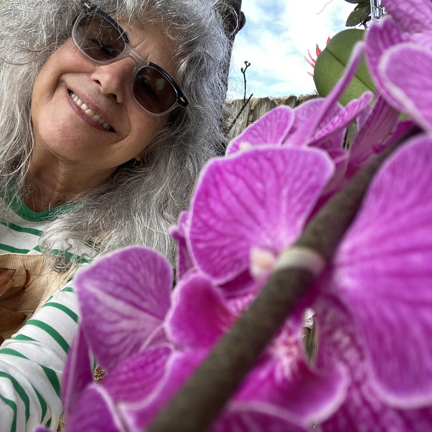 Debra Karen Werner today, among her flowers